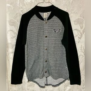 Vans Black Gray Long Sleeve Snap Front Hi Low Shirt
